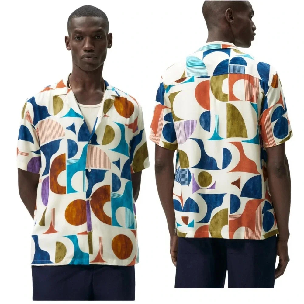Zara Men Abstract Button Up Shirt Size M